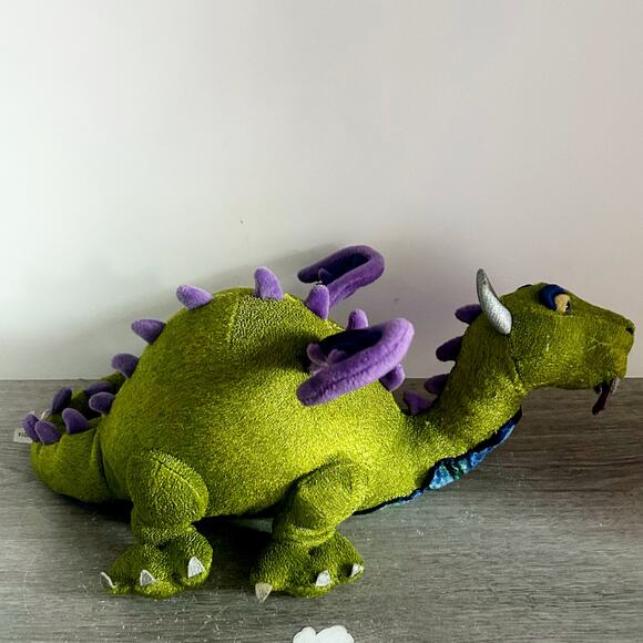 Vintage Manhattan Toys Green Dragon Stuffed Plush Bartholomew 14" long EUC - Picture 5 of 9